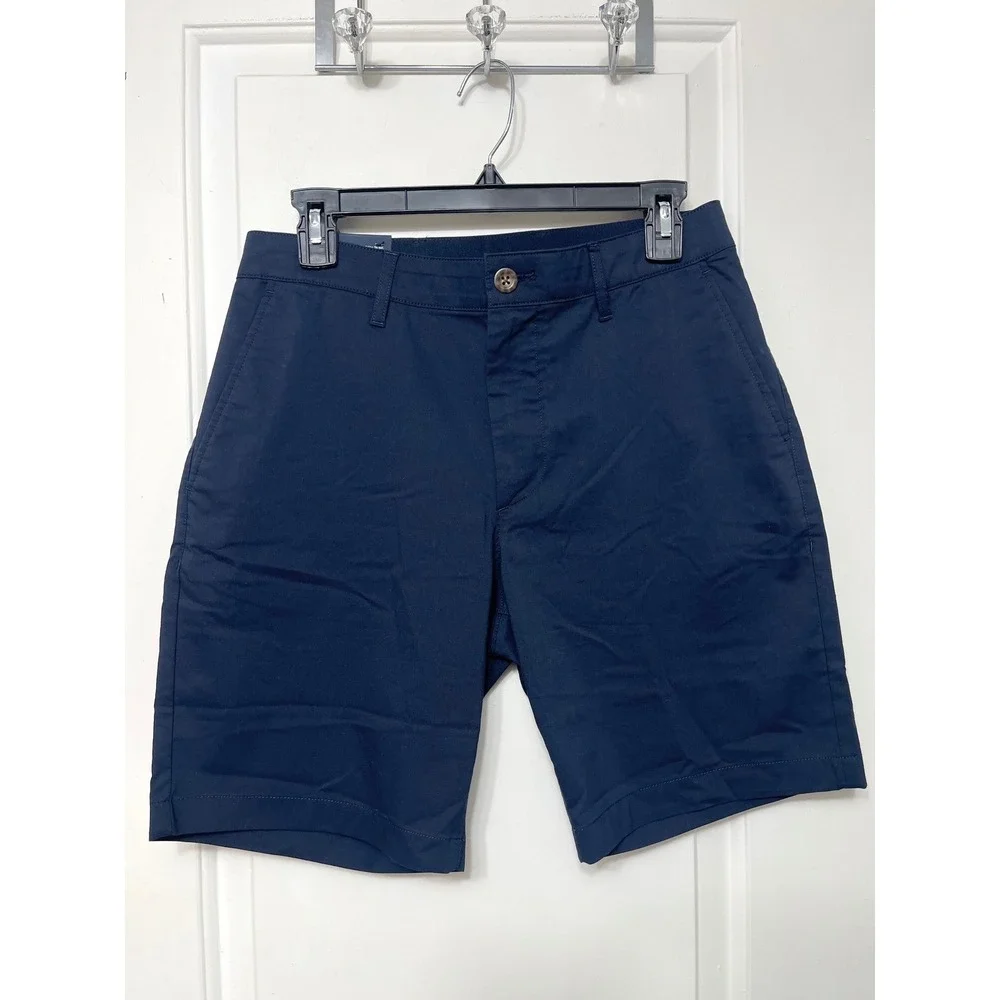 Faherty Movement‎ Straight Leg Organic Cotton COOLMAX-Blend Chino Shorts Blue 29